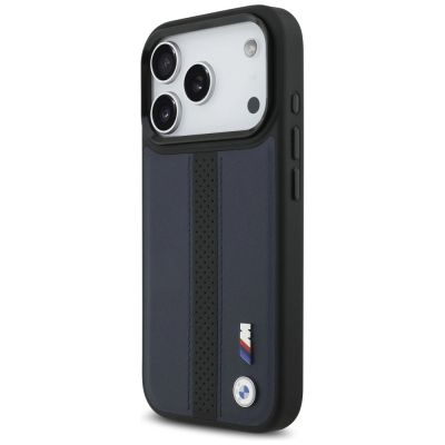 2. Etui BMW M Perforated Stripe Logo MagSafe na iPhone 17 Pro - granatowe