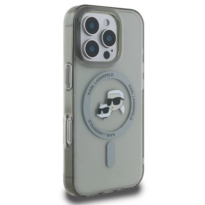 4. Etui Karl Lagerfeld IML Metal Karl&Choupette Head MagSafe na iPhone 16 Pro - czarne