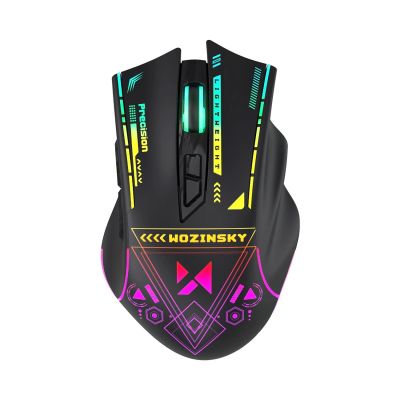 2. Mysz bezprzewodowa Wozinsky WMGB-3200 gamingowa optyczna z wbudowanym akumulatorem 3200 DPI z oświetleniem RGB - czarna