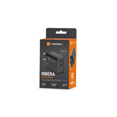 4. NATEC ŁADOWARKA SIECIOWA RIBERA USB-A + USB-C 20W POWER DELIVERY CZARNA NUC-2062
