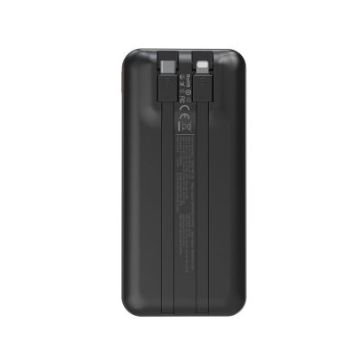 4. Powerbank Wozinsky 20000mAh 22,5W PD20W z wbudowanymi kablami Lightning i USB-C - czarny