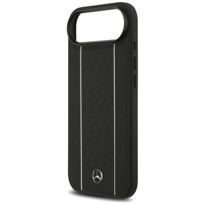 6. Etui Mercedes Leather Star Pattern Stripes MagSafe na iPhone Air - czarne