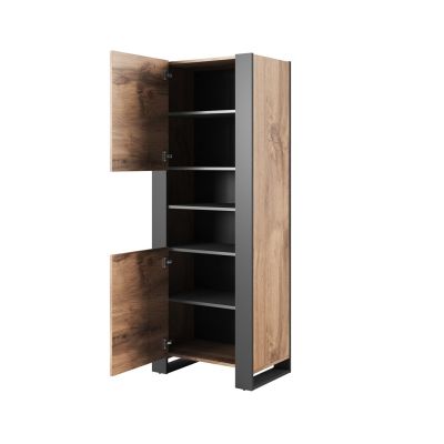 2. Regał WOOD 65x40x170 dąb wotan + antracyt