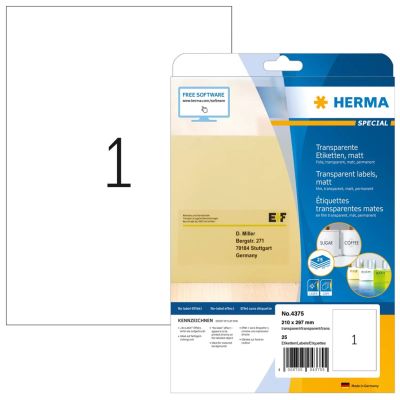 2. HERMA 4375 etykiet do nadruku Przezroczysty Samoprzylepne etykiety do drukowania