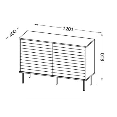 4. Komoda 1D3S CORTINA 120x40x81 czarny