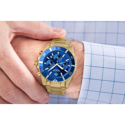 4. Zegarek Męski Giewont Chronograph Sapphire Złoto Niebieski GW3970-B6