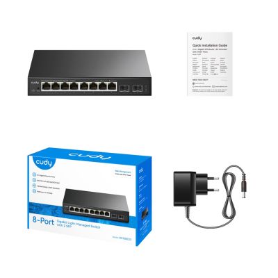 2. Cudy 8-Port Gigabit Easy-Managed Switch with 2 SFP, GS108ES2 1.0 Zarządzany L2 Gigabit Ethernet (10/100/1000) Czarny