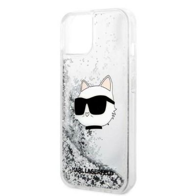 6. Etui Karl Lagerfeld Glitter Choupette Head na iPhone 14 Plus - srebrne