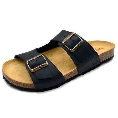Bio Bio buty laczki męskie klapki profilowane skóra naturalna czarne