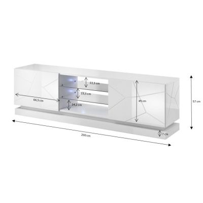 3. Szafka RTV QIU 200 MDF biały połysk/ biały połysk