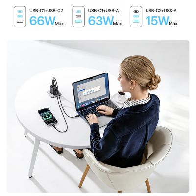 11. Ładowarka sieciowa Baseus EnerFill FE22 70W 2 x USB-C + USB-A - czarna