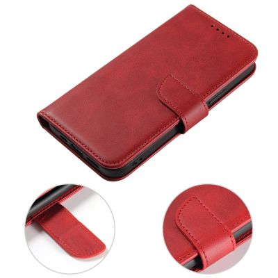2. Etui portfel z klapką podstawką do iPhone 15 Pro Max Magnet Case - czerwone
