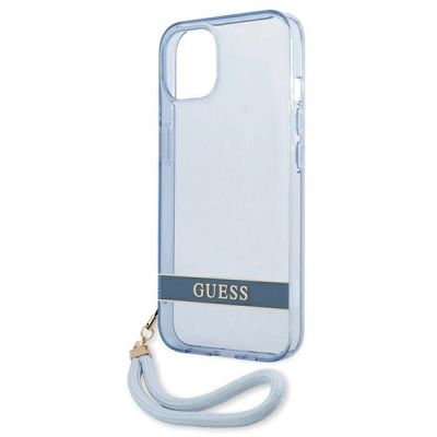 6. Etui Guess Translucent Strap na iPhone 13 mini - niebieskie
