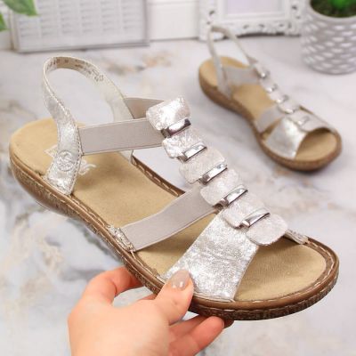 6. Sandały komfortowe damskie wsuwane na gumki Rieker 62850-90