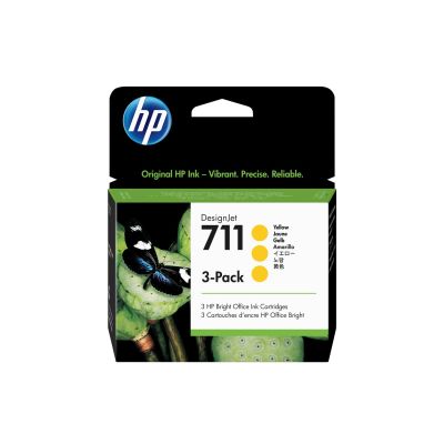 HP Zestaw 3 sztuk żółtych wkładów atramentowych 711 DesignJet 29 ml