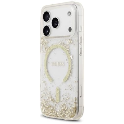 2. Etui Guess Resin Bottom Glitter MagSafe na iPhone 17 Pro - złote