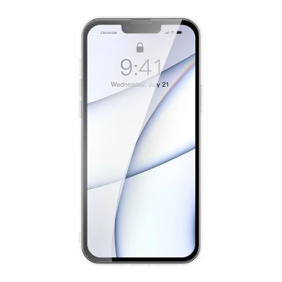 8. Baseus Frosted Glass Case etui pokrowiec do iPhone 13 Pro Max sztywna obudowa z żelową ramką przezroczysty (ARWS000802)