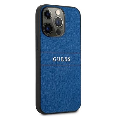 4. Etui Guess Saffiano Strap na iPhone 13 Pro / iPhone 13 - niebieskie
