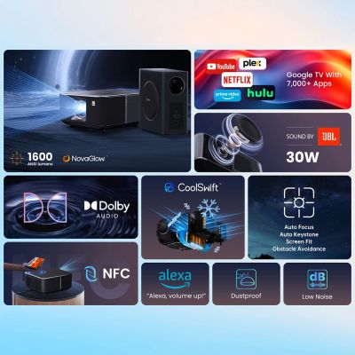 29. Projektor multimedialny Yaber K3 Pro LCD FullHD 1080p z głośnikami JBL i subwooferem - czarny