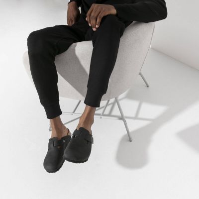 7. Chodaki damskie/męskie Birkenstock Boston Black olejowana skóra klapki narrow wąskie (0059463)