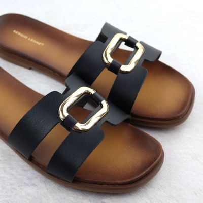 3. Klapki damskie z ozdoba czarne Sergio Leone SK077H