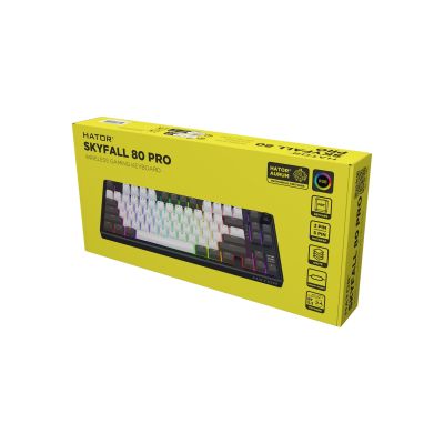 15. HATOR Skyfall Pro Wireless 80 klawiatura Gaming USB + RF Wireless + Bluetooth QWERTY US English Czarny, Szary