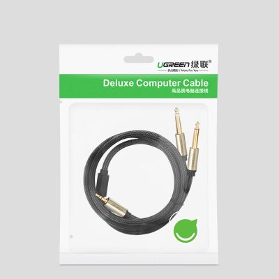 5. Ugreen kabel przewód audio mini jack 3,5 mm - 2 x jack 6,35mm 2m szary (AV126)