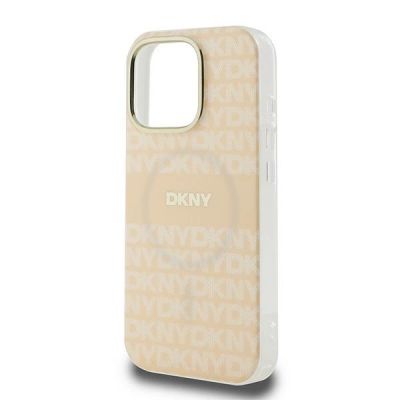 6. Etui DKNY Repeat Texture Pattern With Stripe na iPhone 16 Pro Max - różowe