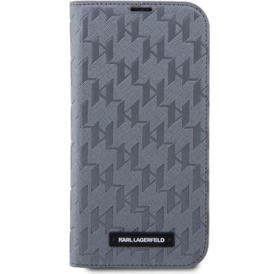 3. Etui Karl Lagerfeld Saffiano Monogram na iPhone 14 - srebrne