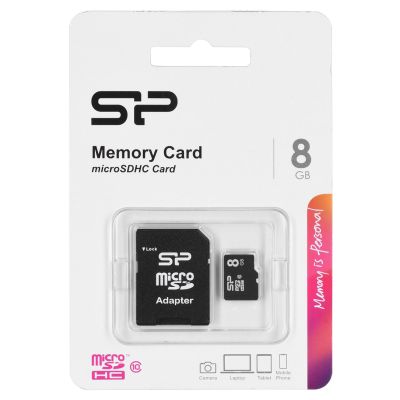 3. Karta pamięci Silicon Power microSDHC 8GB Class 10 + ADAPTER microSD-SD (SP008GBSTH010V10SP)