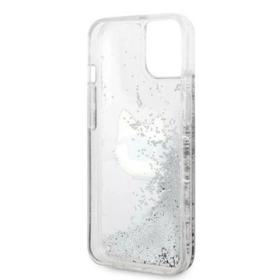 7. Etui Karl Lagerfeld Glitter Choupette Head na iPhone 14 Plus - srebrne