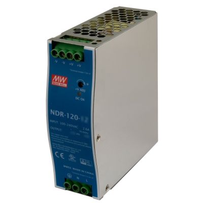ZASILACZ IMPULSOWY NA SZYNĘ DIN MEAN WELL NDR-120-48 48V/120W/2.5A