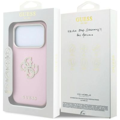 8. Etui Guess Smooth & Big Strass Logo na iPhone 18 Pro / 17 Pro - różowe