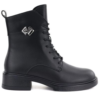 6. Skórzane botki damskie workery czarne D&A S.Barski MK62-7014