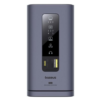 2. Stacja dokująca Baseus Spacemate hub USB-C 11w1 3xHDMI 4K 60Hz + 2xUSB-A (10Gb/s) + 1xUSB-C (10Gb/s) + RJ45 + 2xUSB-A (480Mb/s) + 1xUSB-C (PD) + 1xMinijack 3,5mm - szara