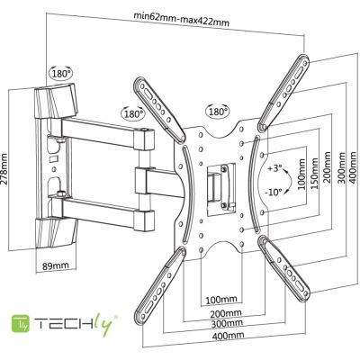 3. Techly ICA-PLB 136E uchwyt do telewizorów 139,7 cm (55") Czarny