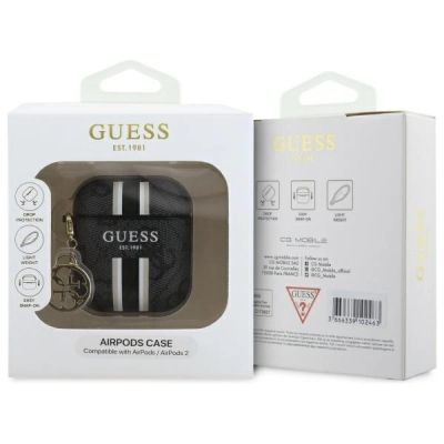 3. Guess GUA2P4RPSK AirPods 1/2 cover        czarny/black 4G Printed Stripes Charm