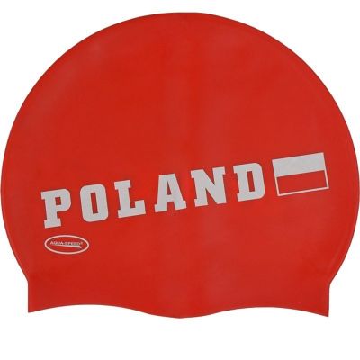 Czepek pływacki Aqua-Speed silikonowy Poland czerwony w barwach narodowych