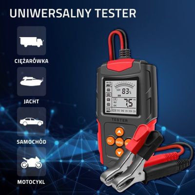 2. QOLTEC TESTER AKUMULATORA Z WYŚWIETLACZEM LCD |12V | 24V | 3AH-200AH