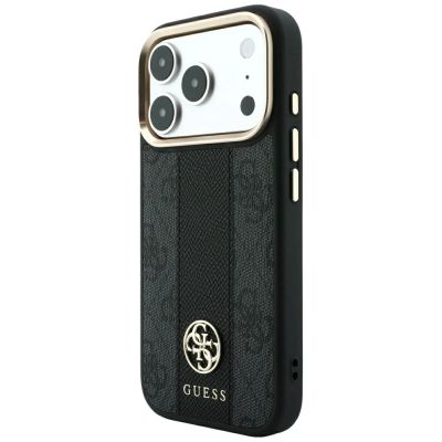 2. Etui Guess 4G with Stripe Round and Classic Logos MagSafe na iPhone 17 Pro Max / 18 Pro Max - czarne