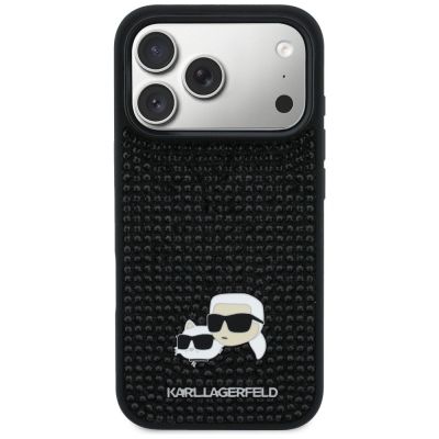 3. Etui Karl Lagerfeld Rhinestones Karl&Choupette Pin na iPhone 17 Pro - czarne