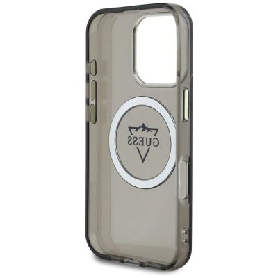 7. Etui Guess IML Metal Mountain Logo MagSafe na iPhone 16 Pro - czarny