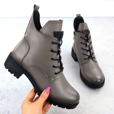 2. Botki damskie workery ocieplane szare Vinceza 58609