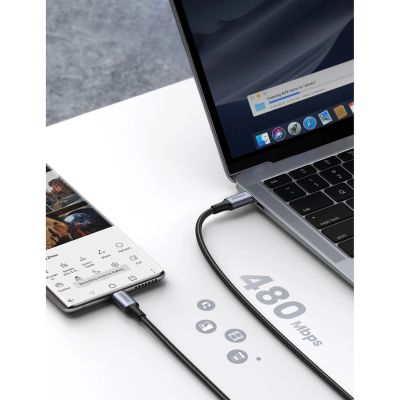 6. Kabel Ugreen US316 USB-C / USB-C 480Mb/s 5A 0.5m - szary