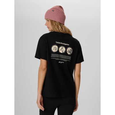 2. T-shirt loose z nadrukiem damski 4F 4FKAW26TTSHF4507-20S