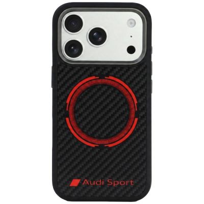Etui Audi RSQ Carbon Fiber Sport Red Circle MagSafe na iPhone 18 Pro / 17 Pro - czarne