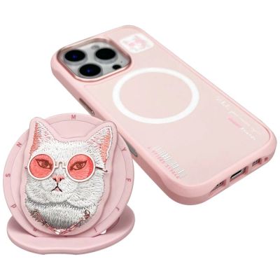 3. Etui Nimmy Glasses Cool Cat MagSafe na iPhone 16 Pro - różowe