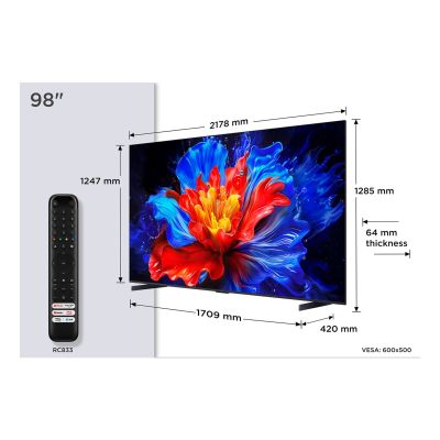 2. Telewizor TCL 98P89K QLED 98'' 4K Ultra HD 144Hz Google TV Dolby Atmos Metaliczny