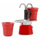 4. Bialetti kawiarka Mini Express czerwona 2tz + 2 filiżanki