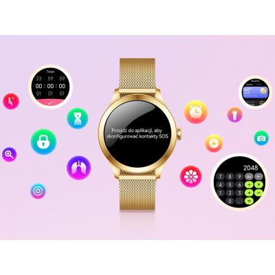 16. Smartwatch Gravity Różowo Złoty 2 Paski GT25-1 PRO